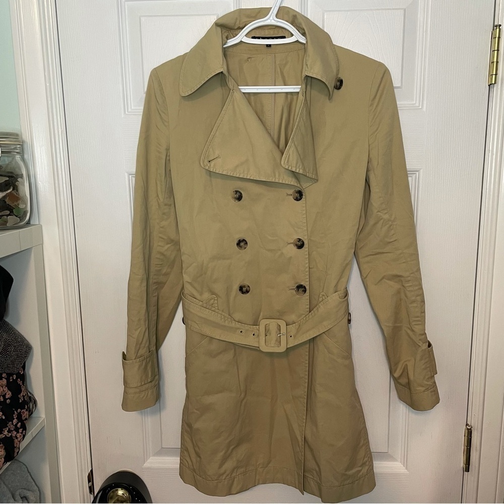 THEORY Classic Cotton Tan Trench Coat Small